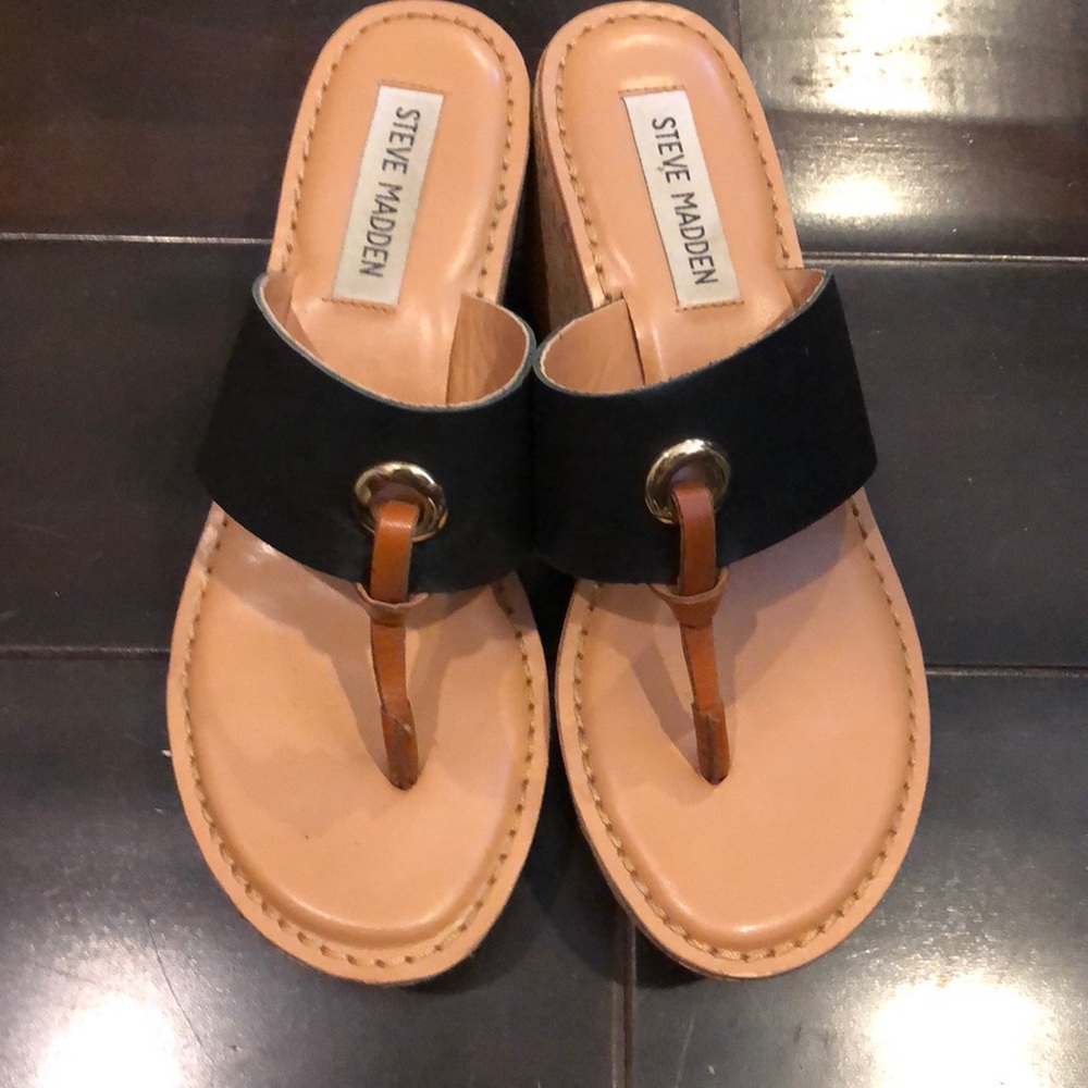 Steve Madden cork wedge sandals like new!